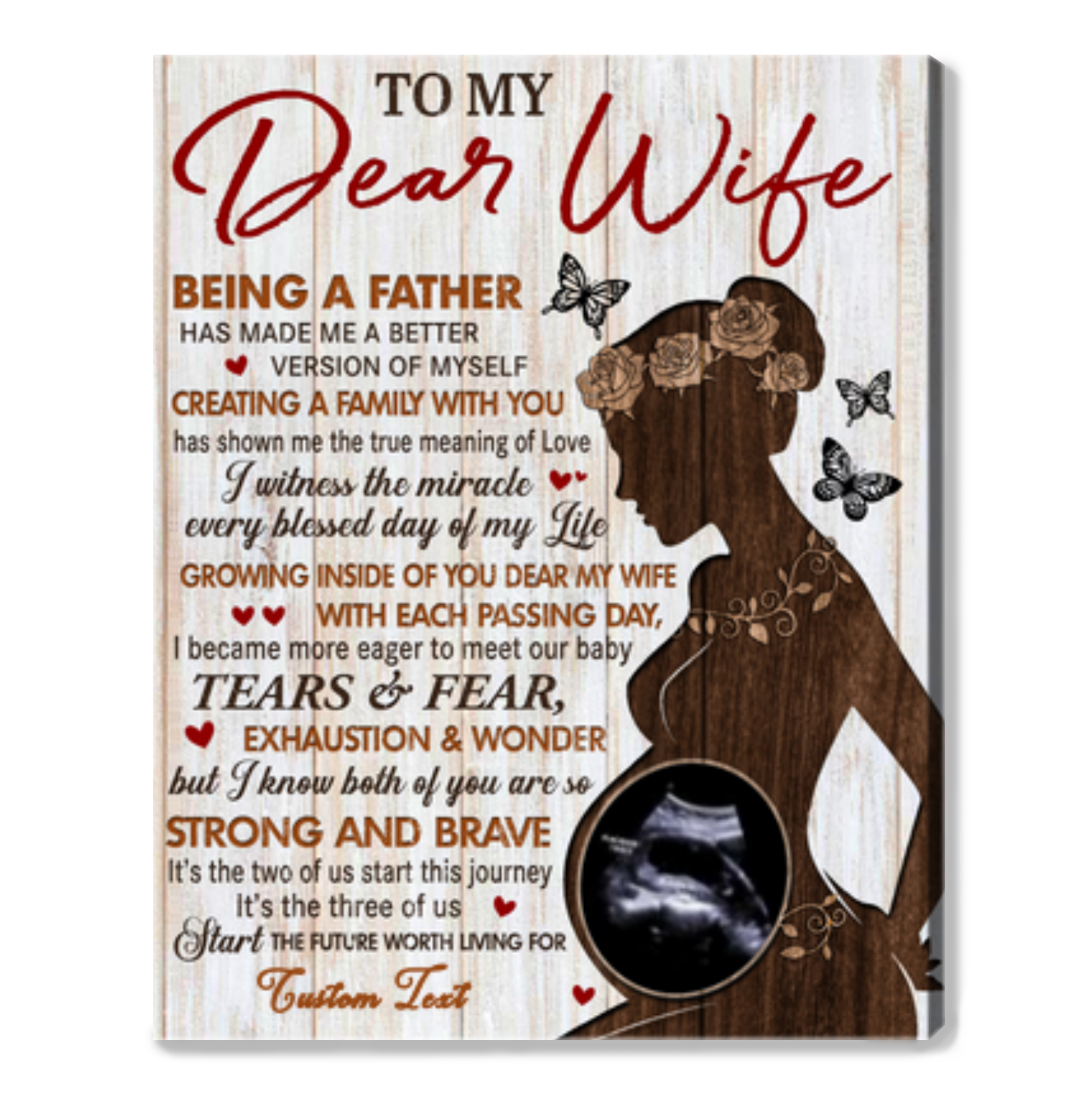 To My Dear Wife Custom Pregnant Wife Canvas Print